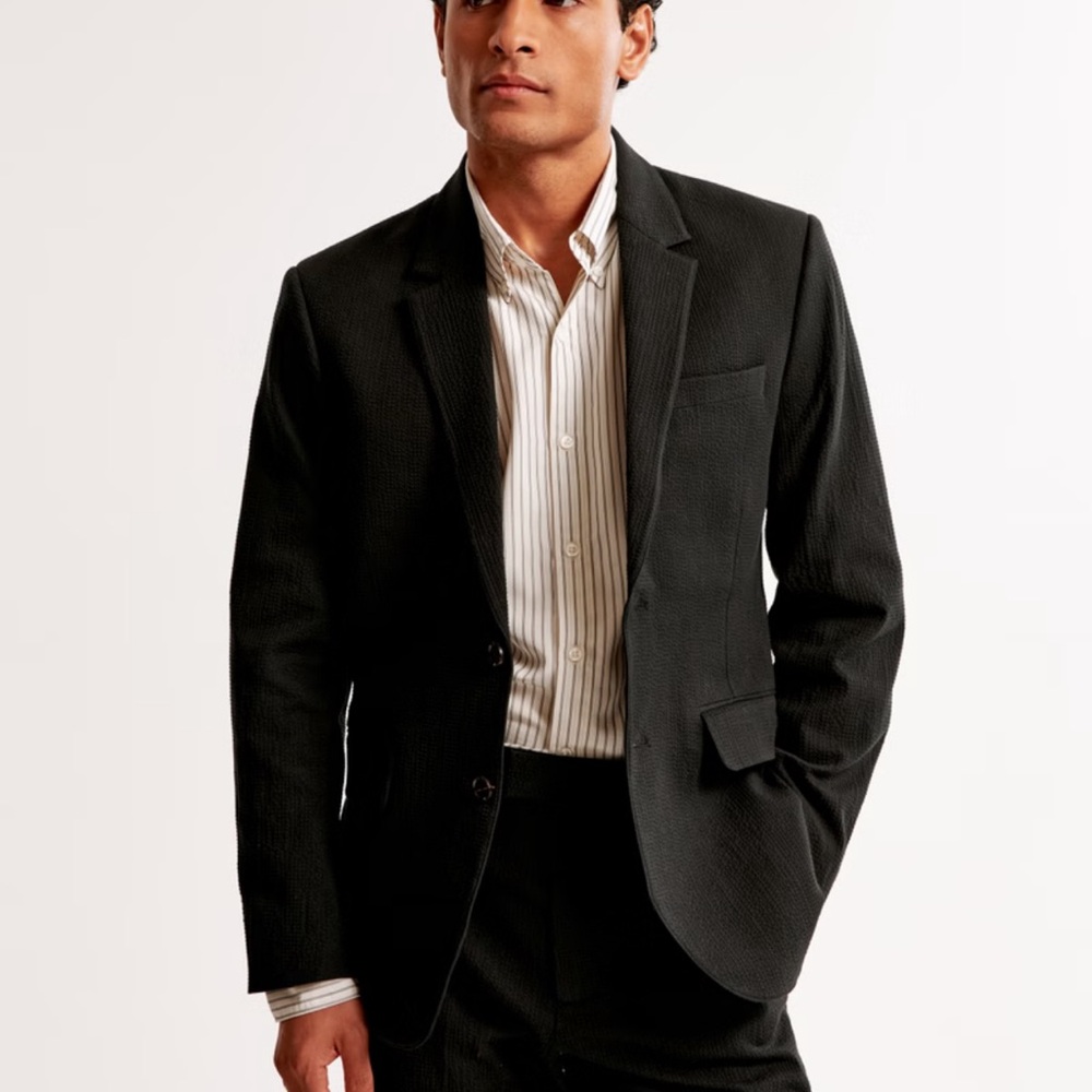 Abercrombie & Fitch Mens A&F Collins Tailored Slim Fit Blazer Jacket 40 R Black